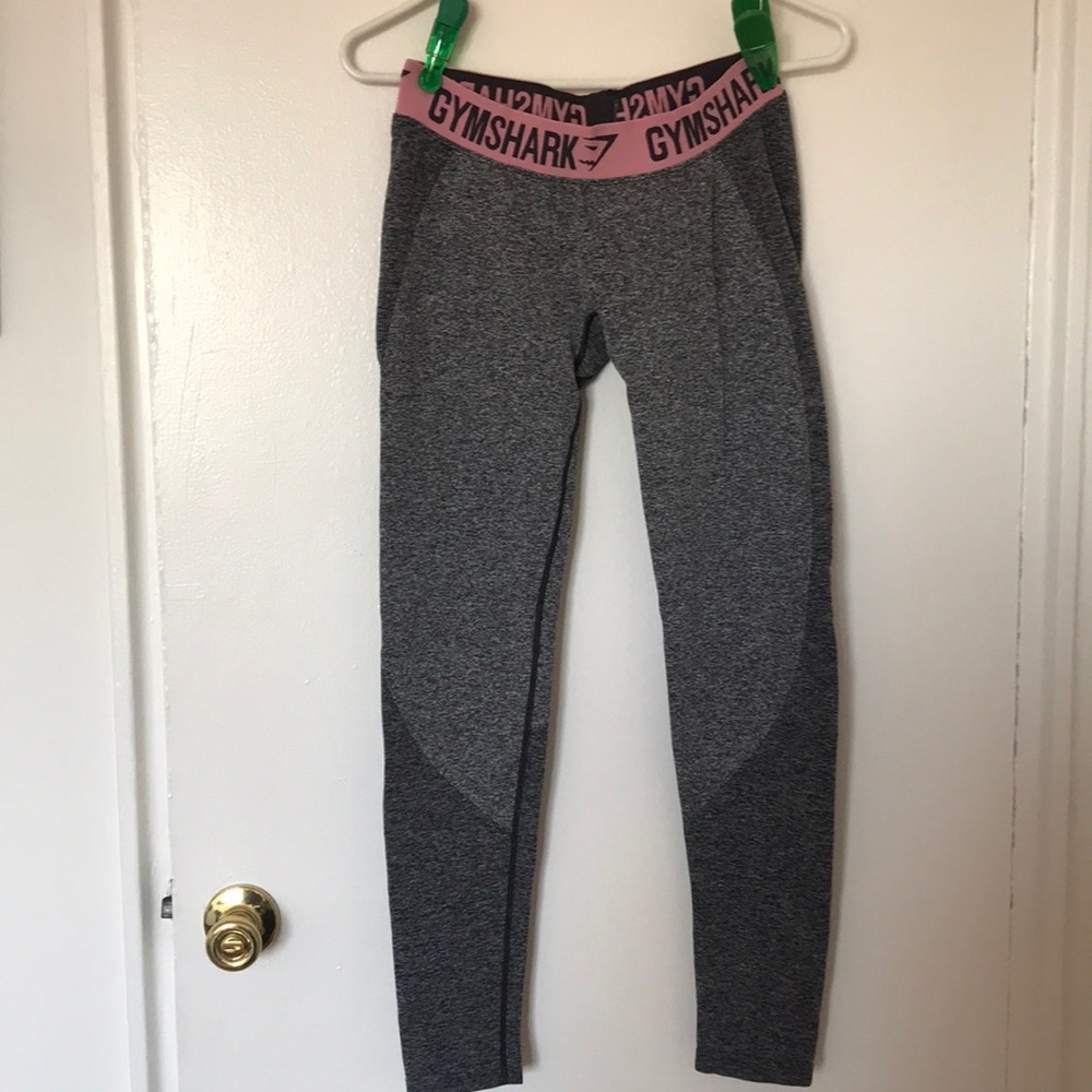 Grey Gymshark leggings with pink band